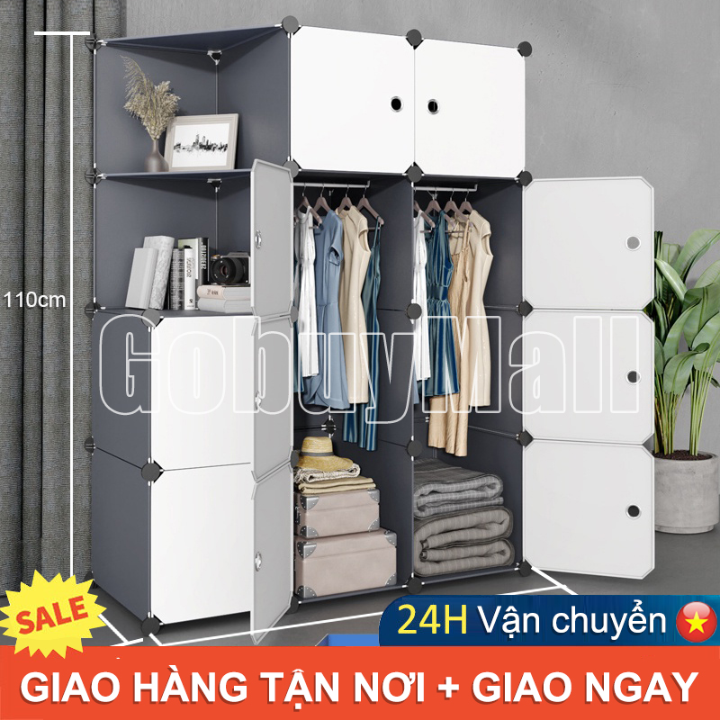 Tủ nhựa lắp ghép đa năng tủ quần áo DIY lắp ghép tủ hành lý tủ đa năng tủ khóa kệ Tầng 12 tủ quần áo lắp ghép