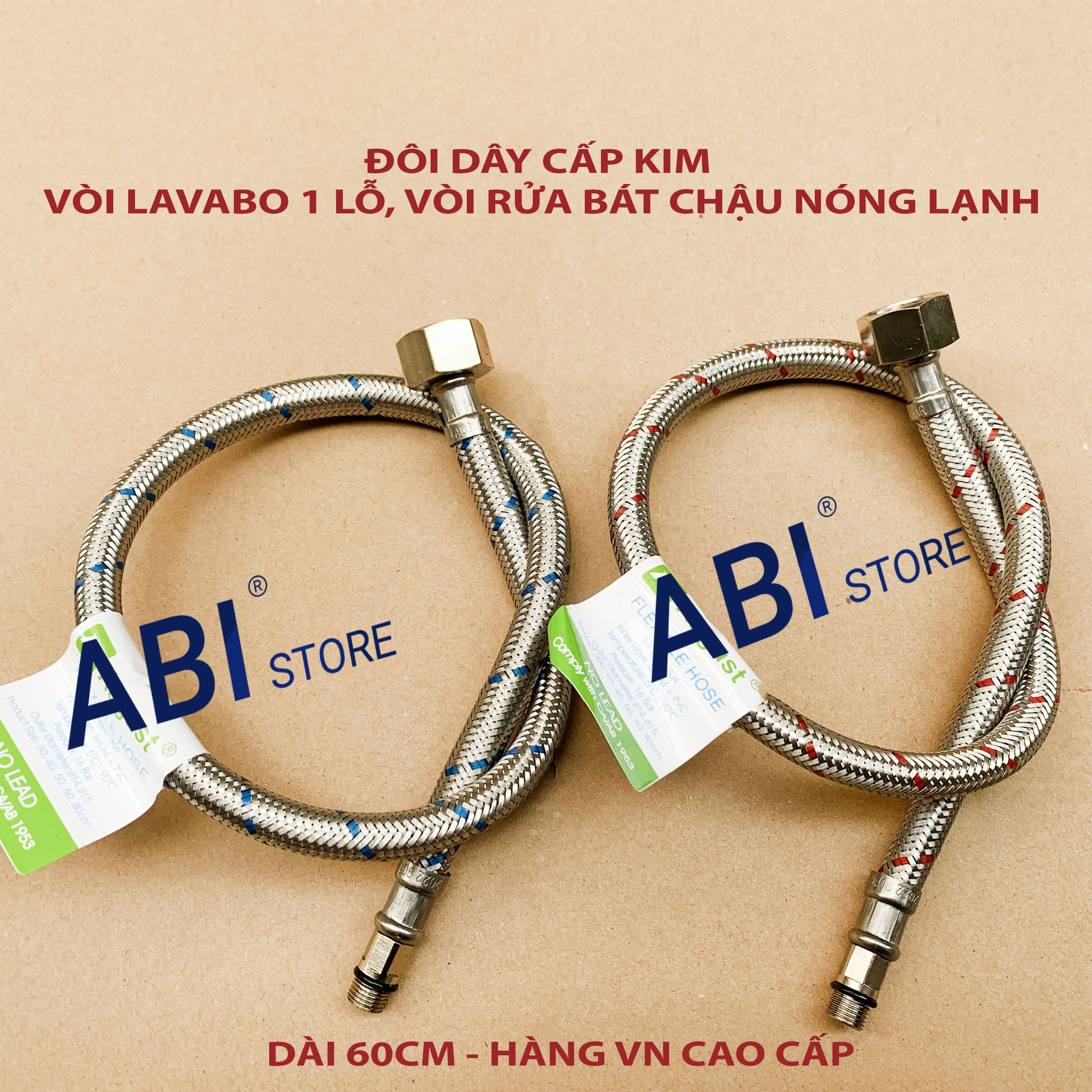 Đôi Dây Cấp Nước Nóng Lạnh Vòi Lavabo 1 Lỗ, Vòi Chậu Rửa Bát 50cm,60cm Dây Cấp Kim Ti Đồng Chống Han Gỉ