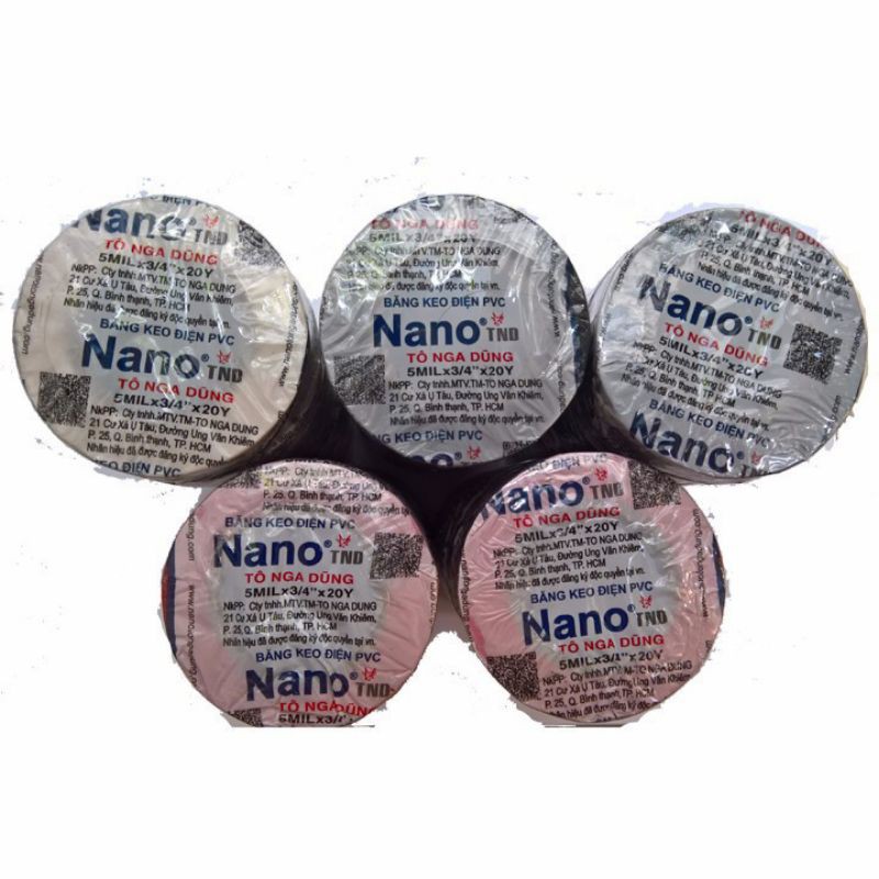 Băng dính điện (băng keo), cách điện Nano Tô Nga Dũng cuộn to 20Yard, chính hãng, siêu dai, siêu dính (giá 1 cuộn)