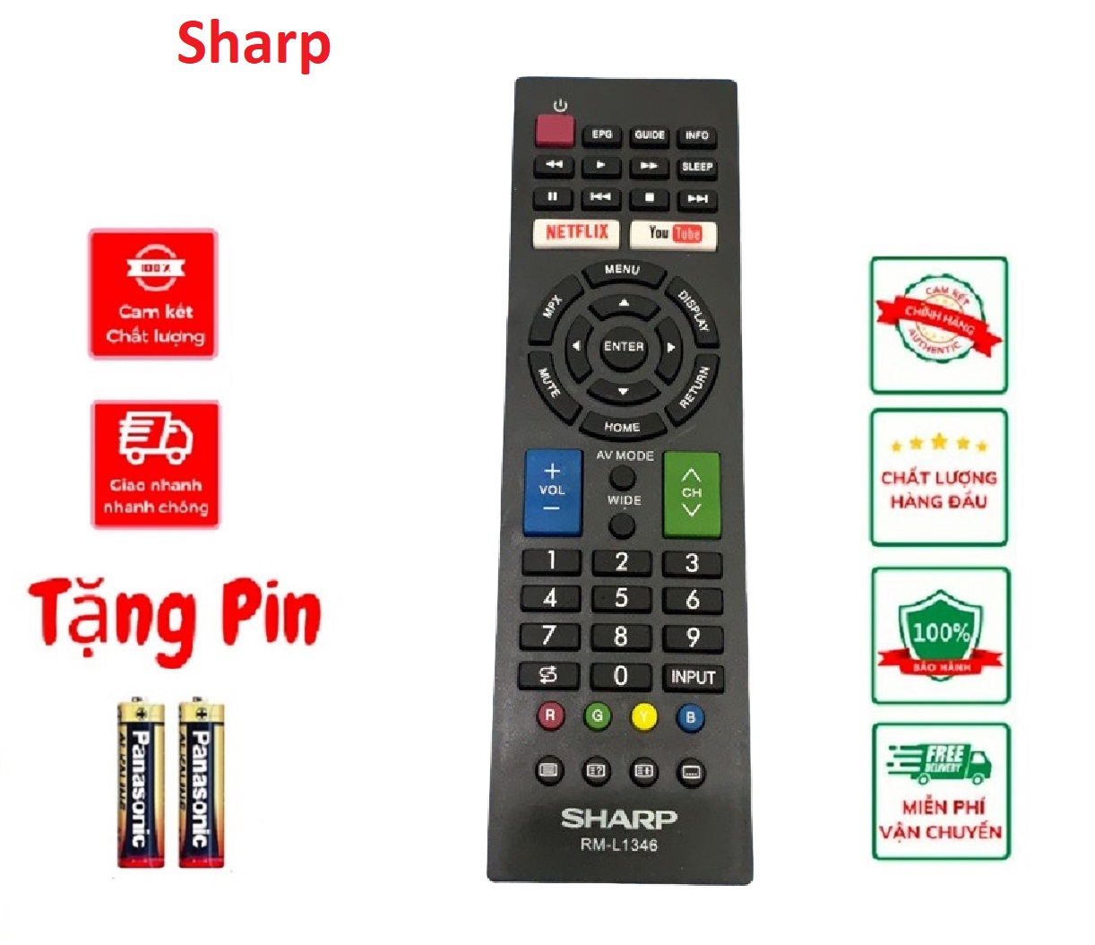 Điều khiển TV Sharp đa năng tất cả các dòng tivi Sharp LCD/LED/Smart