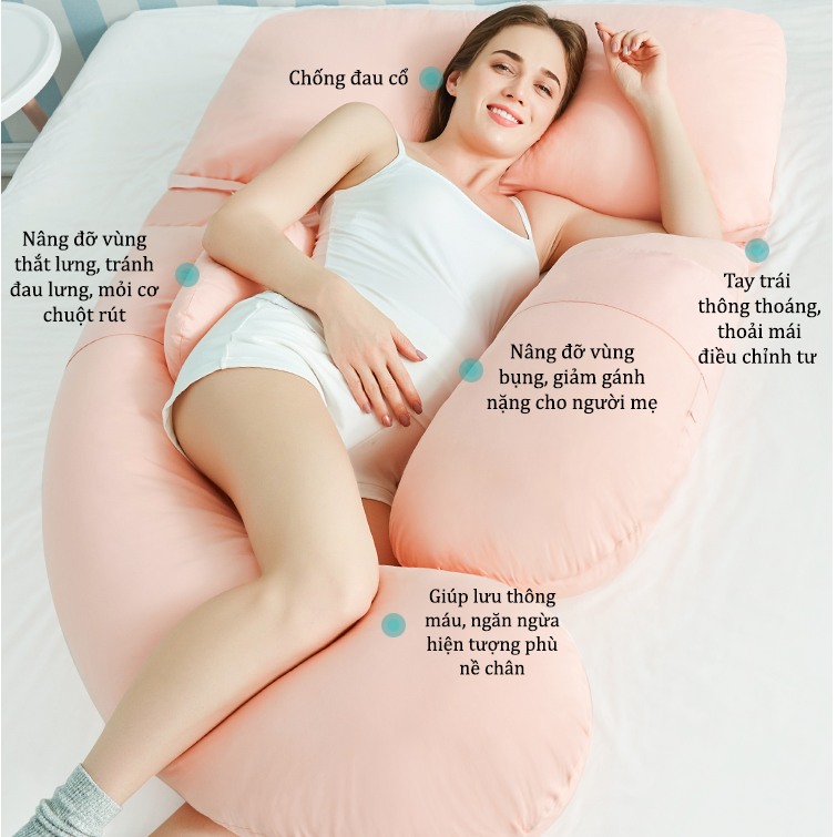 Gối ôm bầu chữ G - Có thể tháo rời , Gối ôm bà bầu, hỗ trợ giảm đau lưng mất ngủ cho mẹ bầu, gối ôm cao cấp - Joyourbabyvn