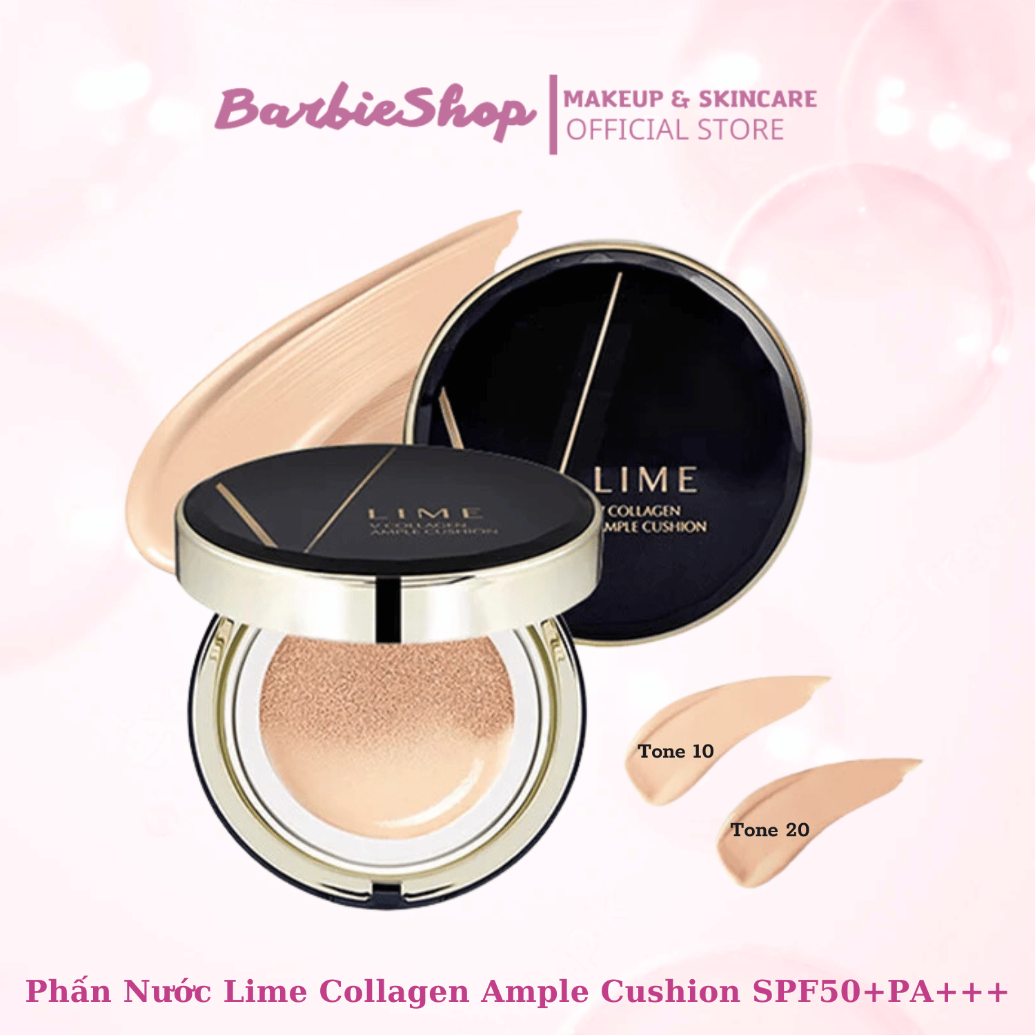 Phấn Nước Dưỡng Ẩm Dành Cho Mọi Loại Da Lime Collagen Ample Cushion SPF50+PA+++ [Tone 10 - Tone 20]