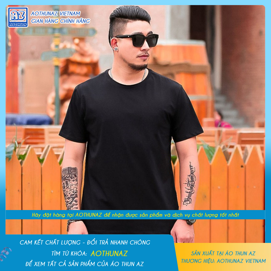 AOTHUNAZ - Áo thun nam BIGSIZE màu đen cho người trên 100kg size 5XL 6XL 7XL