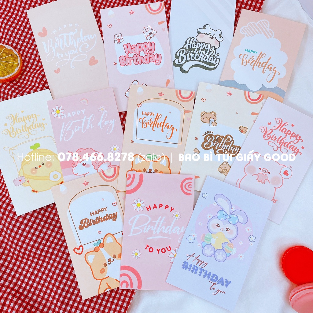 Thiệp kraft viết lời chúc mừng sinh nhật/Happy birthday nhiều màu sắc siêu dễ thương