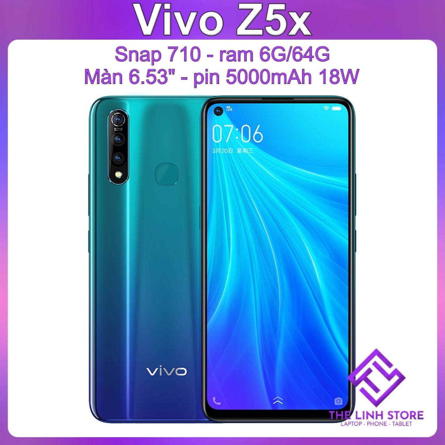 Điện thoại vivo z5x màn 6.53 inch - snap 710 ram 6g 64g