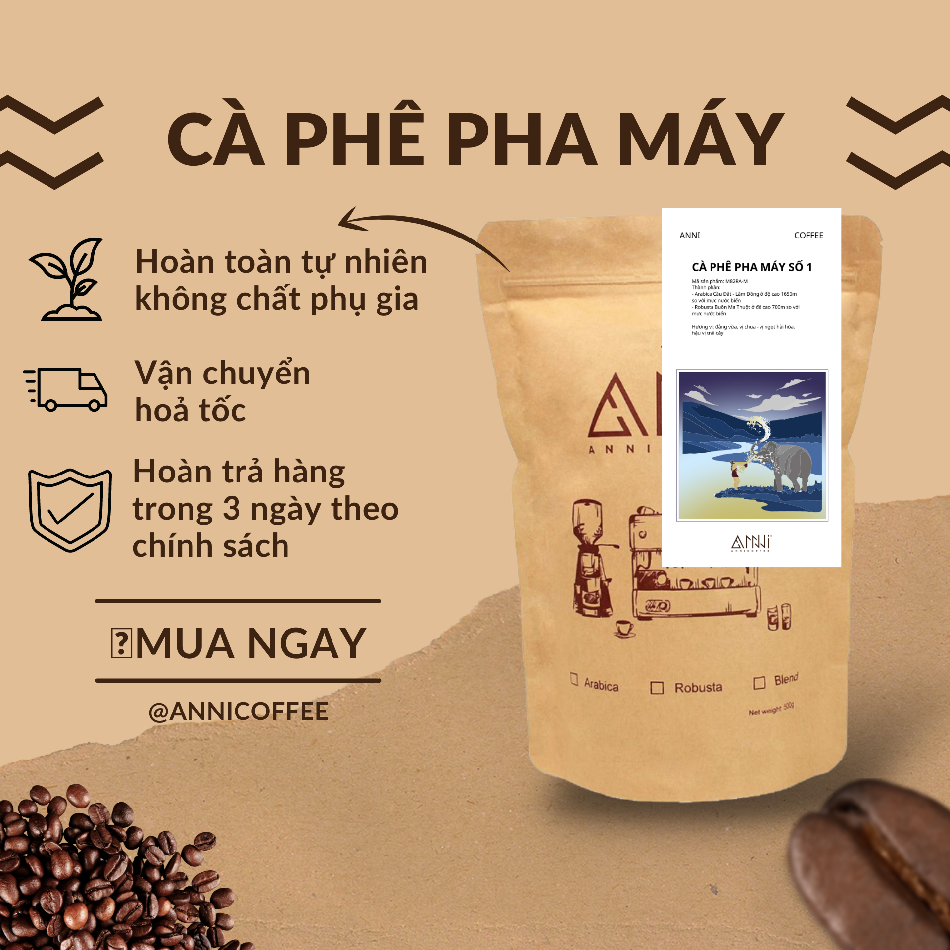 Cà Phê Pha Máy Số 1 Buôn Mê Thuột - Lâm Đồng - ANNI COFFEE