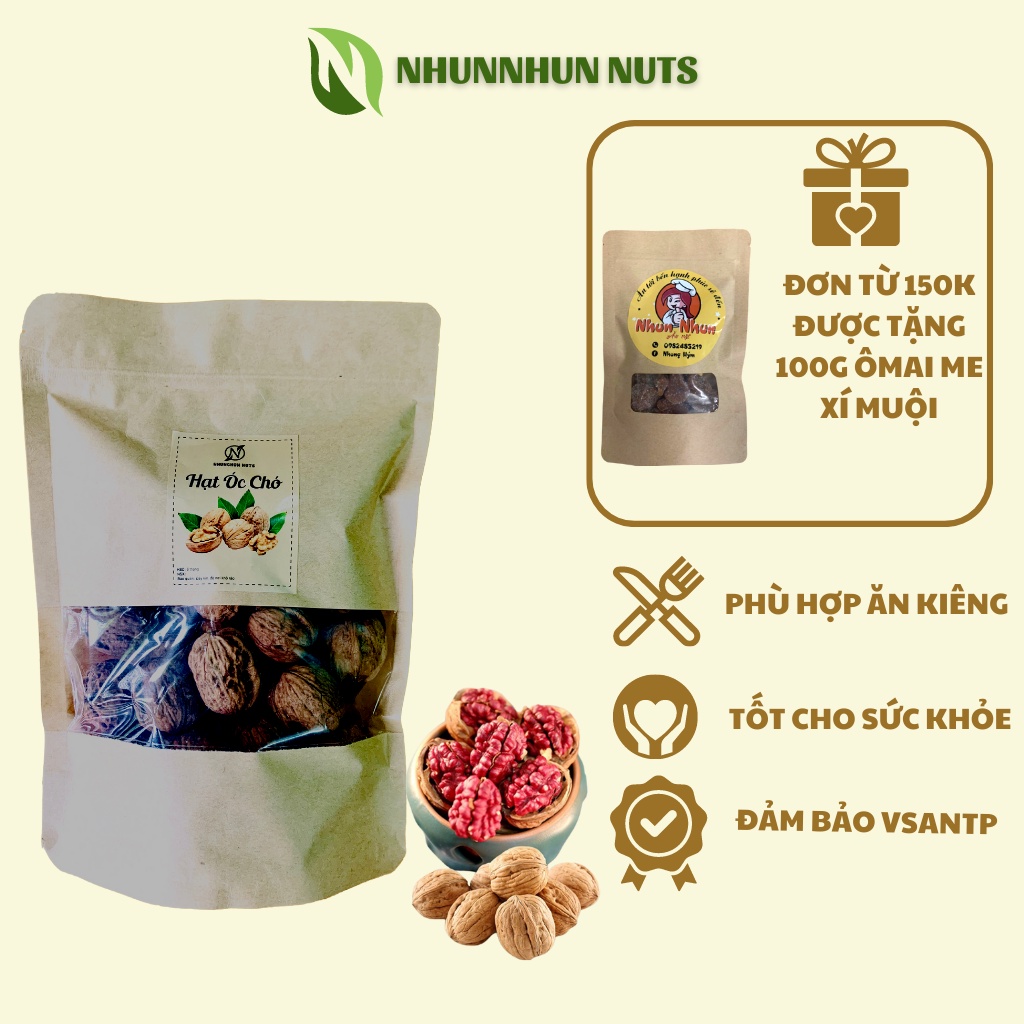Hạt óc chó,hạt óc chó đỏ nguyên vỏ giàu dinh dưỡng hũ 500gr