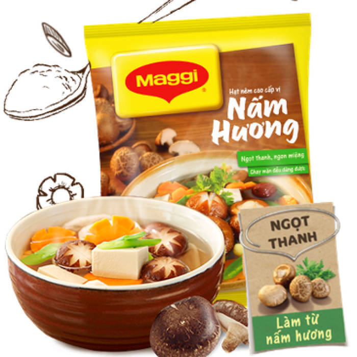 Combo 2 gói Hạt nêm nấm hương chay Maggi gói 55g