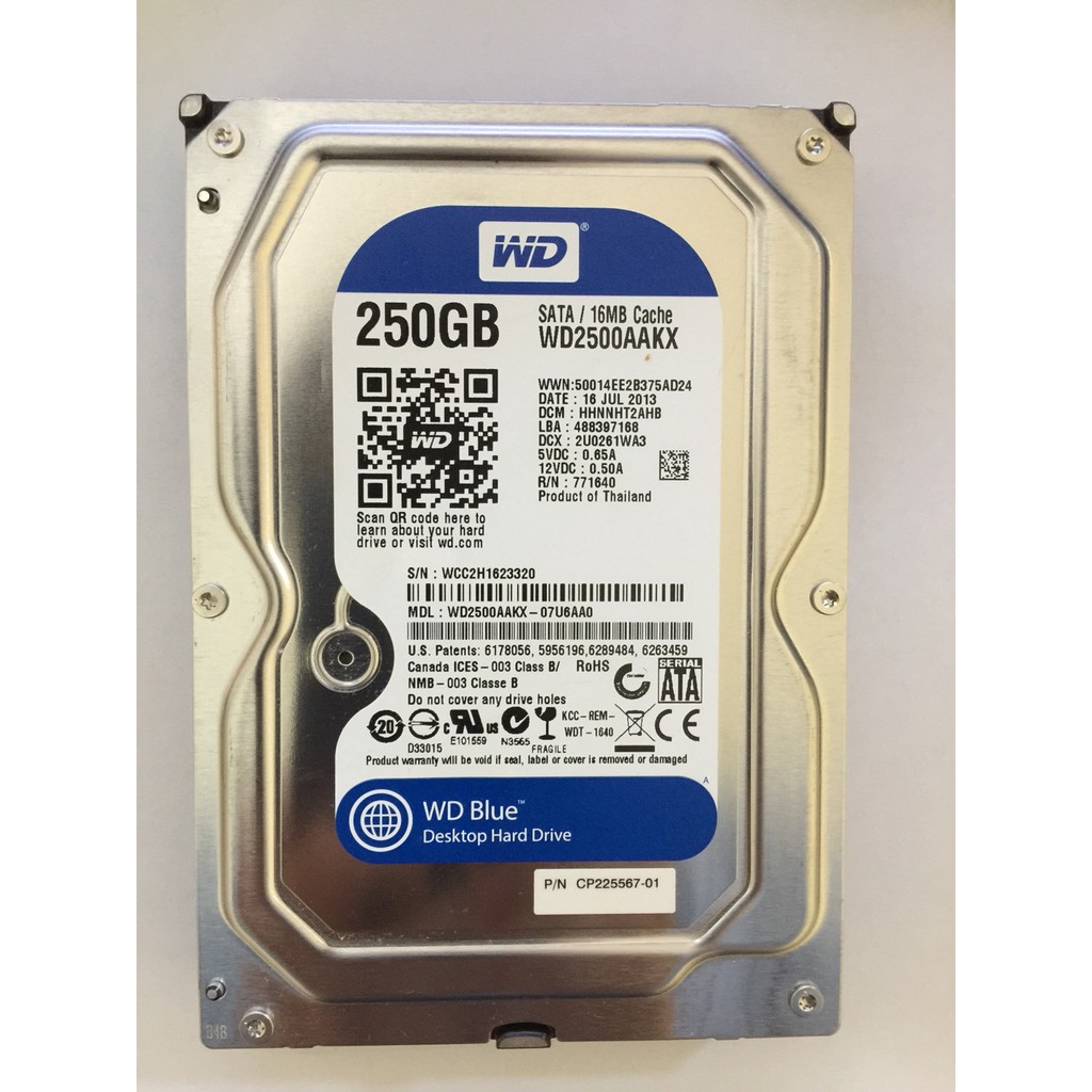 Ổ cứng HDD 250GB WD Sata III dùng cho máy tính bàn - Bảo hành 3 tháng