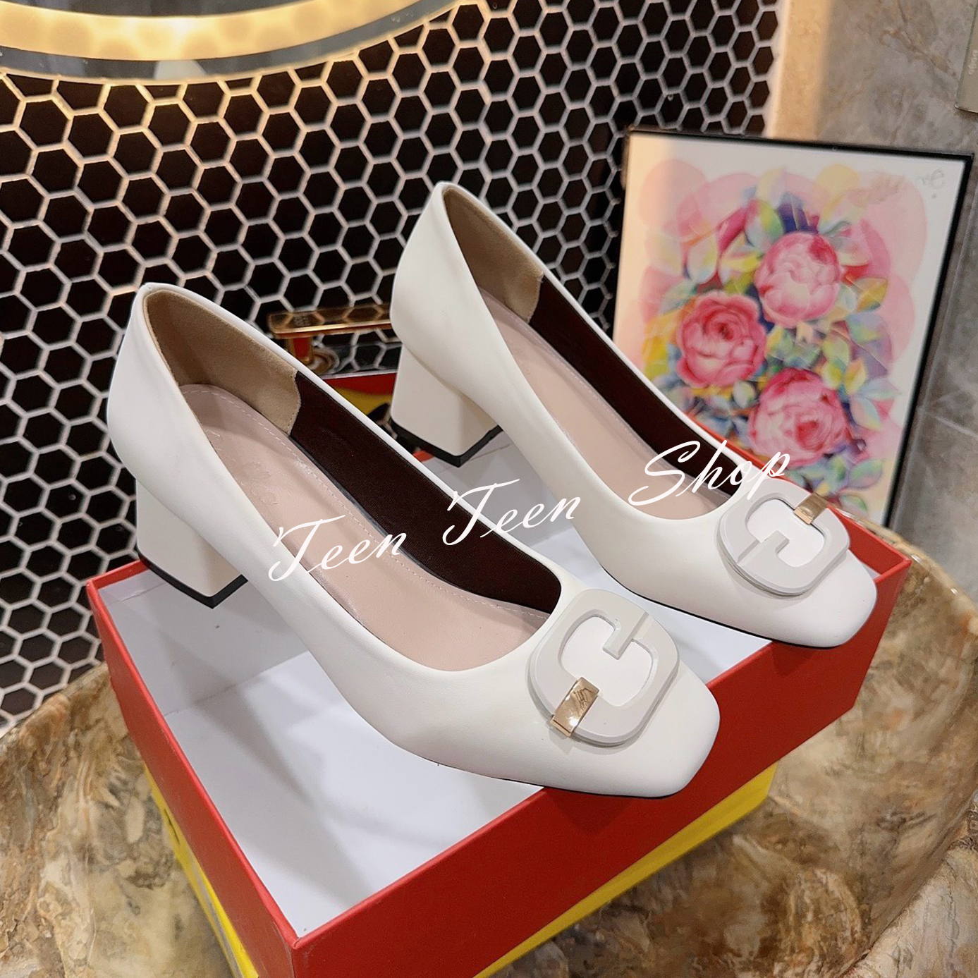 Giày cao gót vũi vuông cao 5cm và 7 cm sang trọng thanh lịch, êm mềm dễ đi, Giày búp bê công sở