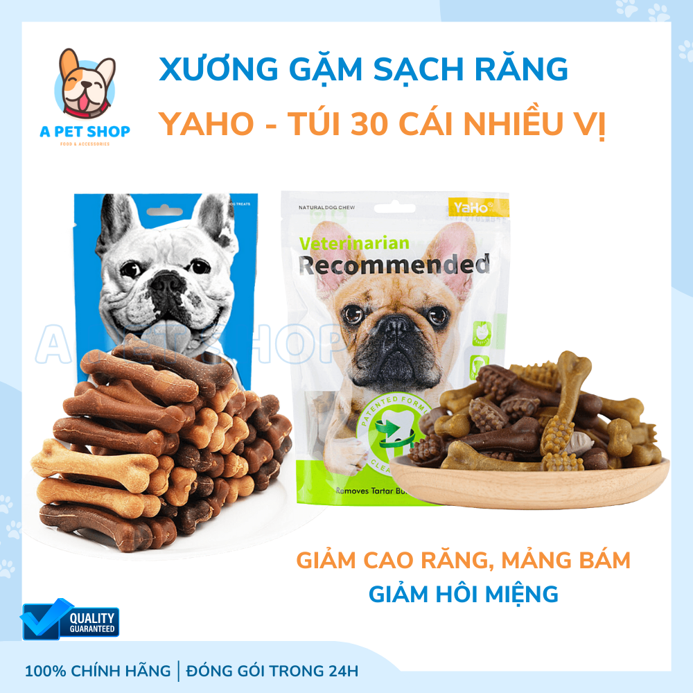 Xương gặm cho chó Yaho mix vị sữa, gà, bò, heo túi 240g 30 cái 8g/cái - Xương gặm sạch răng cho chó Yaho - Xương gặm giá rẻ A Pet Shop