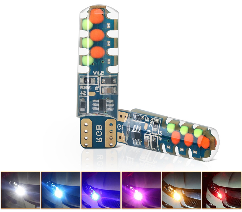 Led xe may t10 bộ 2 led demi xi nhan t10 tự đổi màu xe máy 12v