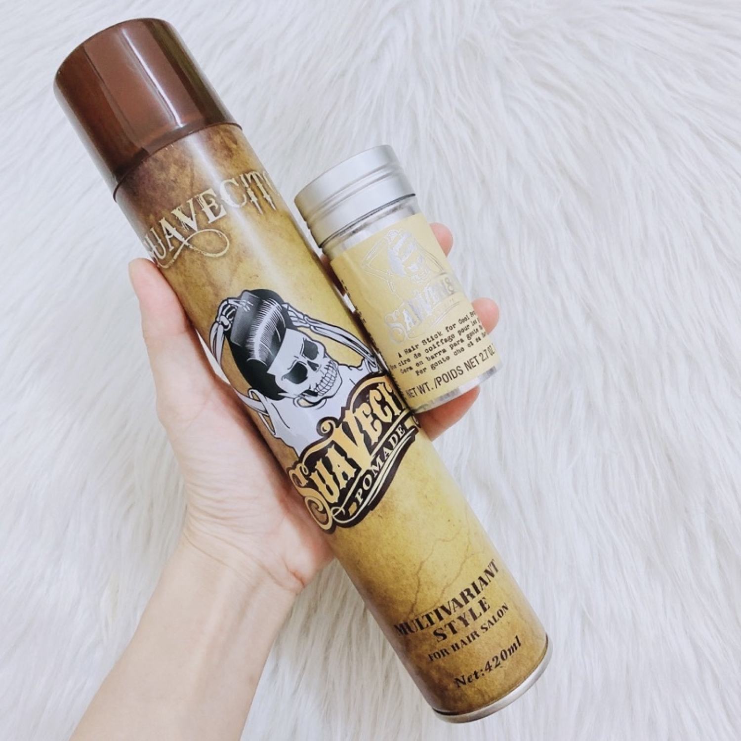 Combo gôm xịt tóc sawensito 420ml tạo kiểu giữ nếp - sáp thỏi sawensito vuốt gọn tóc con dành cho nam nữ