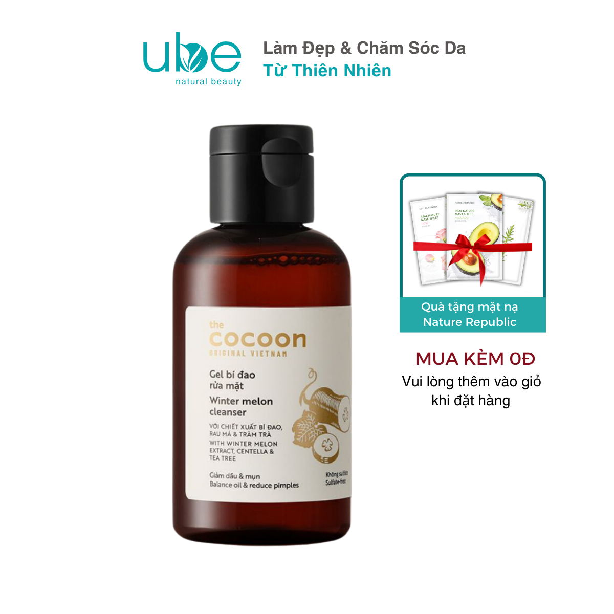 Gel bí đao rửa mặt cocoon kiềm dầu & giảm mụn ẩn 140ml