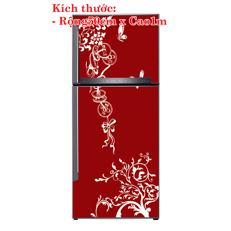 [HCM]Decal trang trí tủ lạnh mẫu hoa văn đỏ độ phai màu trên 10 năm