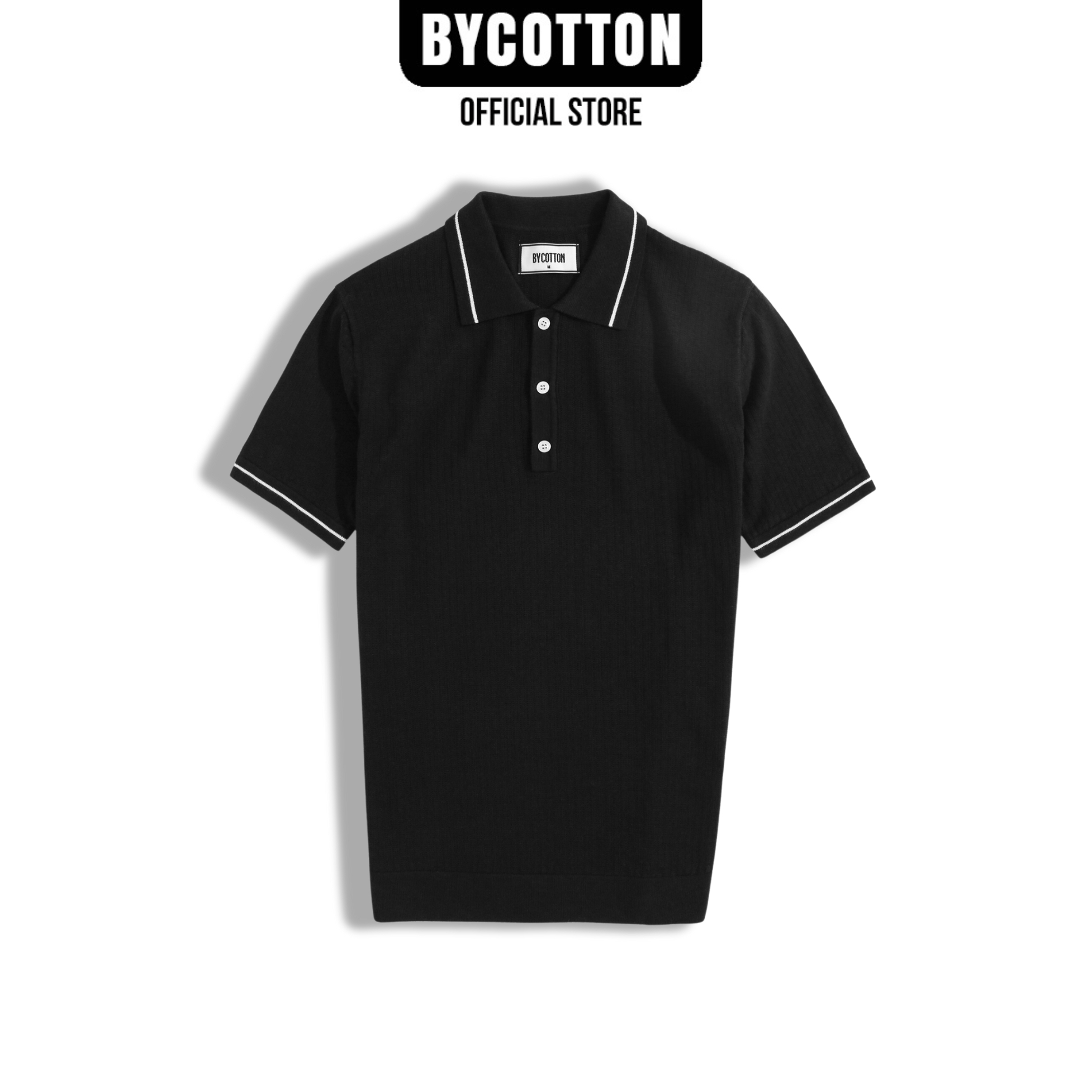Áo thun nam cao cấp polo cổ bẻ black knit by cotton