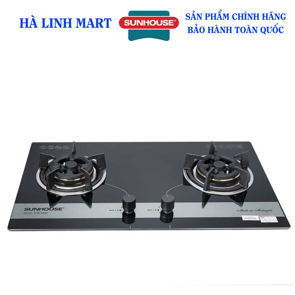 [Trả góp 0%]BẾP GAS ÂM KÍNH SUNHOUSE SHB8836 - Bếp ga Sunhouse - Bếp gas đôi - Bếp ga đôi - Bếp ga âm - Bảo hành 24 tháng tại nhà