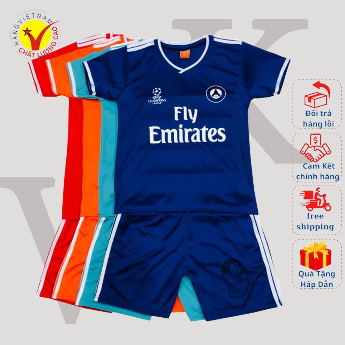 [ Set 4 ] Bộ đồ đá bóng mẫu câu lạc bộ cho bé trai và bé gái 4 màu tự chọn, Bộ quần áo chất liệu thun lạnh co giãn tốt, thoáng mát kháng khuẩn, Phù hợp cho bé 6 - 52kg
