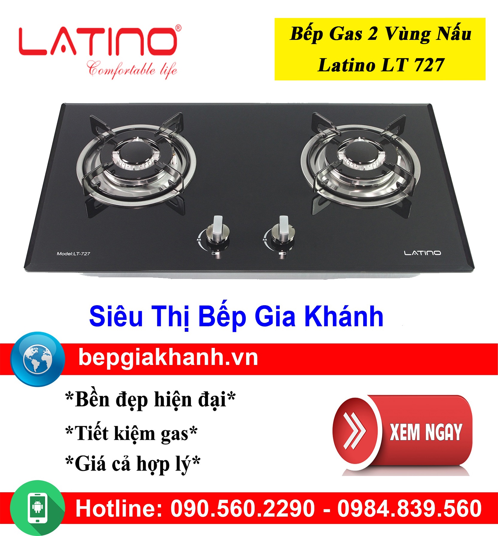 Bếp gas âm Latino LT 727, bếp gas, bếp gas đôi, bếp gas đơn, bếp gas âm, bếp ga, bếp ga đôi, bếp ga đơn, bếp ga âm, bep ga, bep gas