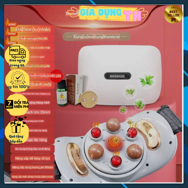 Máy massage bụng đa năng tích hợp đá nóng himalaya giúp giảm mỡ bụng, chân đùi dễ dàng sử dụng bh 12 tháng , đai massage