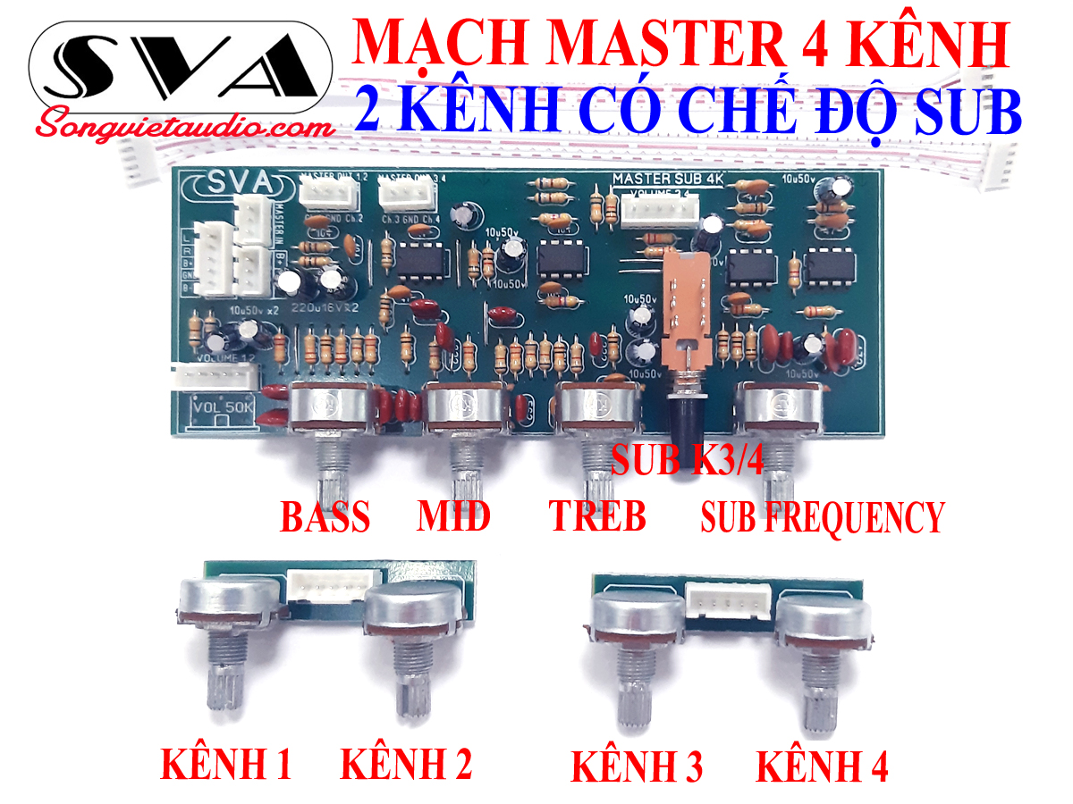 MẠCH MASTER 4 KÊNH CÓ CHẾ ĐỘ SUB - KÈM DÂY