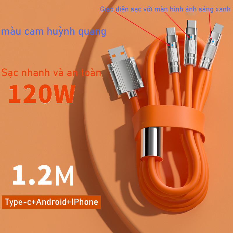 Dây cáp sạc nhanh có đèn 120W type C ra iphone, typeC ra typeC cho điện thoại di động, máy tính xách tay, phụ kiện điện thoại