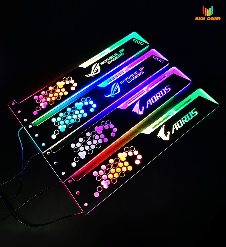 Giá đỡ VGA Coolmoon Led RGB - Logo ROG  AORUS  Đồng Bộ Hub Coolmoon