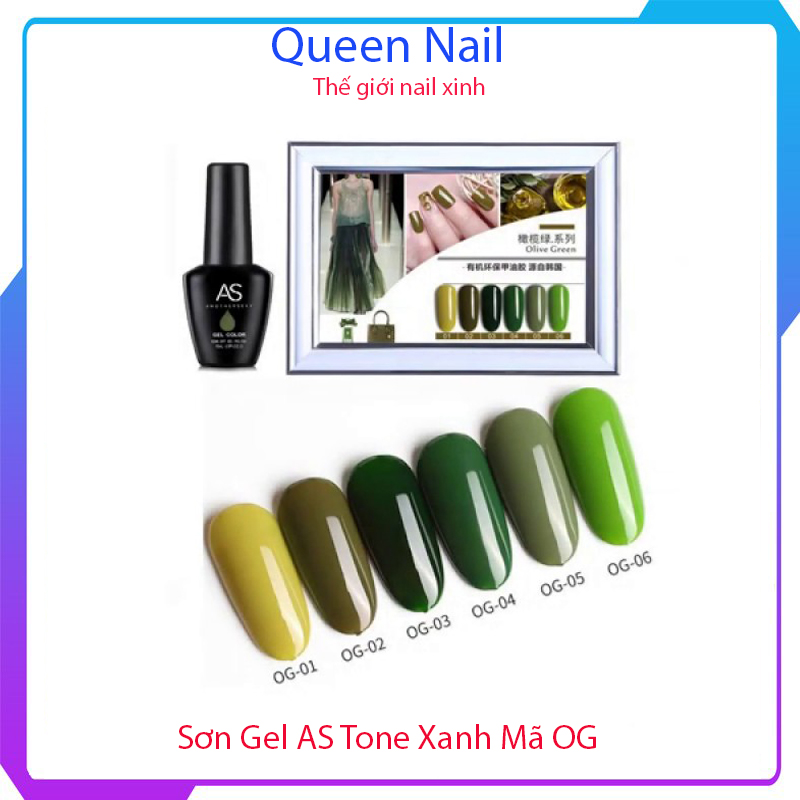 Sơn Gel AS mã OG tone vàng chanh xanh lá cây xanh rêu 15ml chính hãng