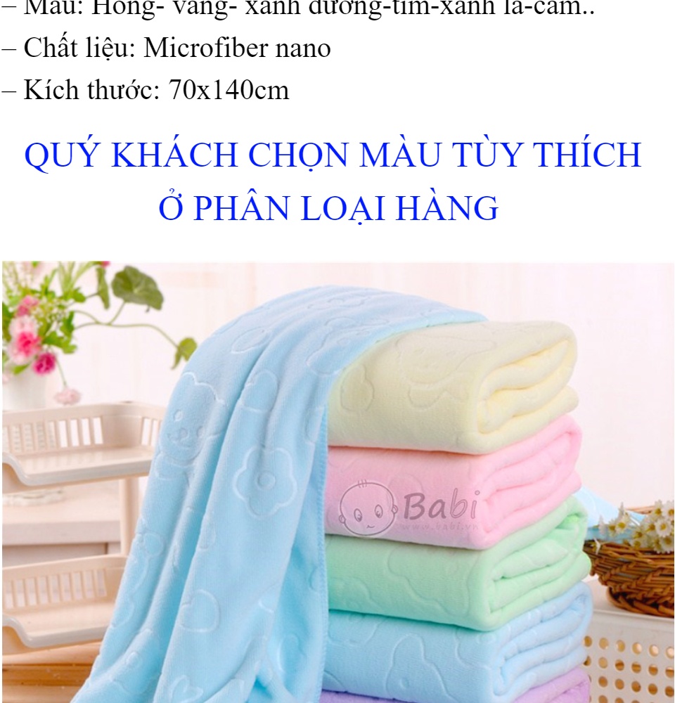 [CHỌN MÀU THOẢI MÁI] Khăn Tắm Khổ Lớn Xuất Nhật Siêu Mềm Họa Tiết In Chìm (1m4*70cm)