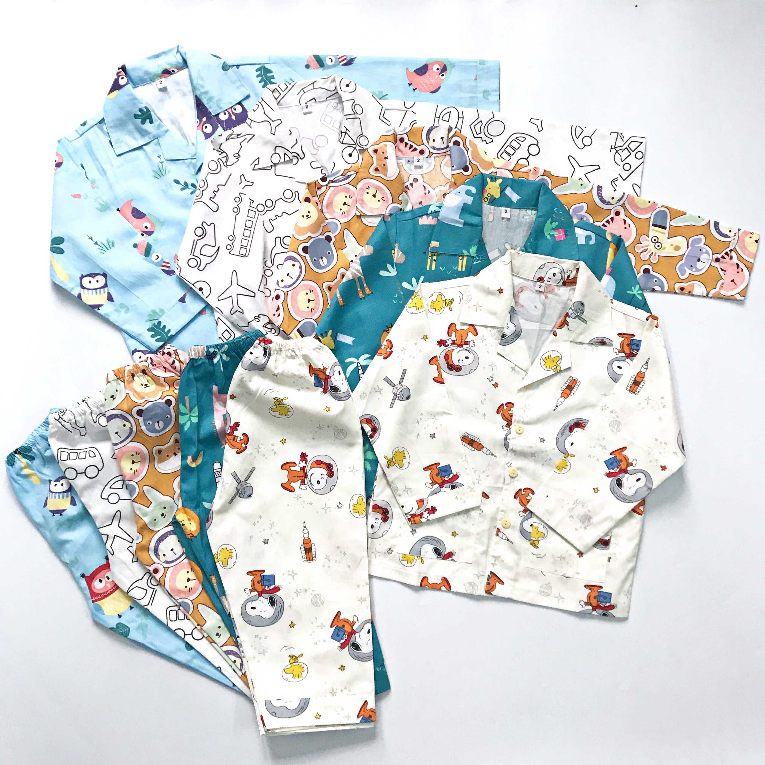 Bộ Pijama cho bé trai bé gái mặc ngủ mặc ở nhà nhiều họa tiết đáng yêu size cho bé 1-9 tuổi 10-40kg