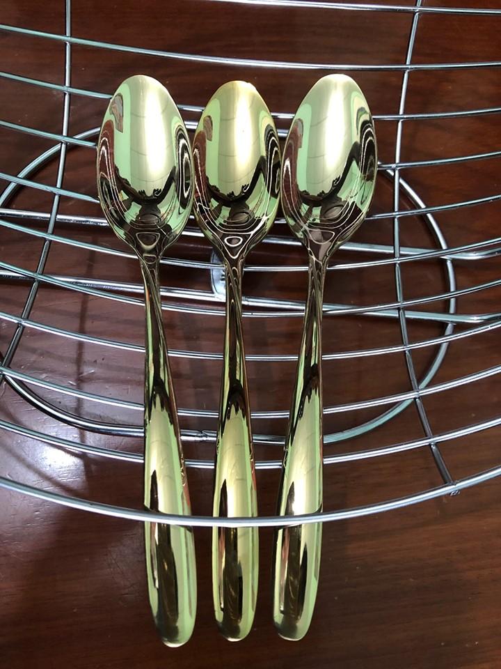 Bộ 3 muỗng Inox 304 Vàng cao cấp dài 21cm rộng miệng 4cm