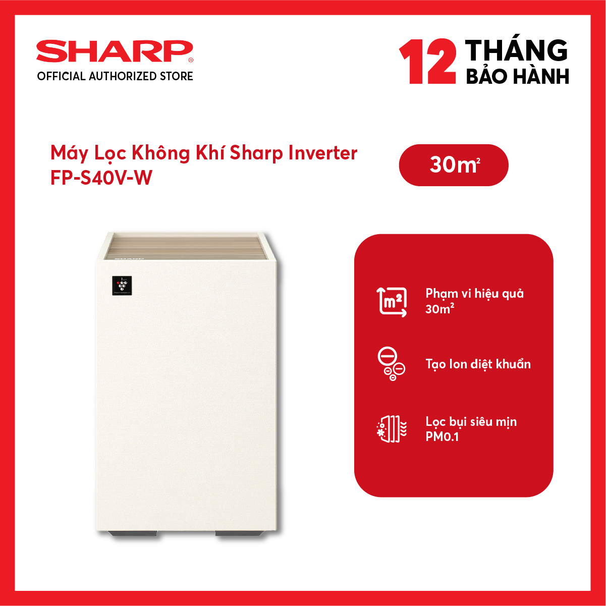 Máy lọc không khí Sharp Inverter FP-S40V-W