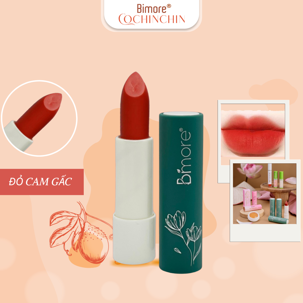 Son dưỡng gấc có màu Đỏ cam Bimore dưỡng môi hồng mịn từ tinh chất gấc_mã son 28