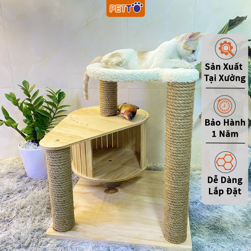 Cat tree – Trụ cào móng cho mèo có hộc gỗ độc đáo CH019