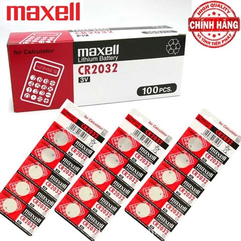 Vỉ 5 Viên Pin CMOS CR2032 Maxell Lithium Battery 3V, Pin Không Chứa Hg và Cd, Không Độc Hại, Tuổi Thọ Cao