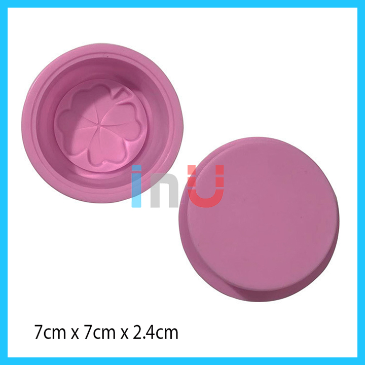 Combo 2 khuôn silicon tròn làm xà bông xà phòng handmade hình cỏ 4 lá