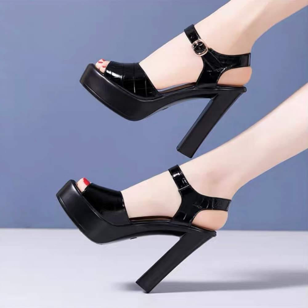 Giày sandal cao gót vân cá xấu 10p