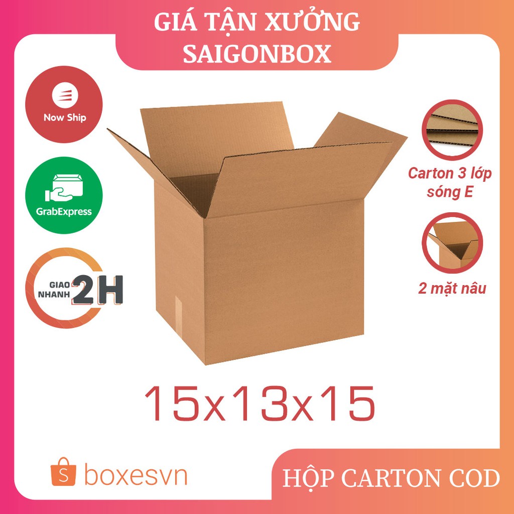 [GIÁ TẬN XƯỞNG] Combo 50 hộp giấy carton size 15x13x15 cm để đóng gói hàng hóa