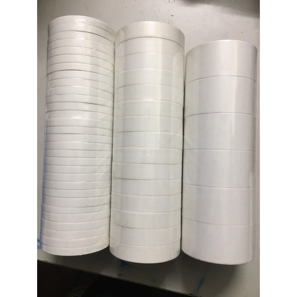 01 lốc băng dính 2 mặt loại 1cm - 2cm -5cm