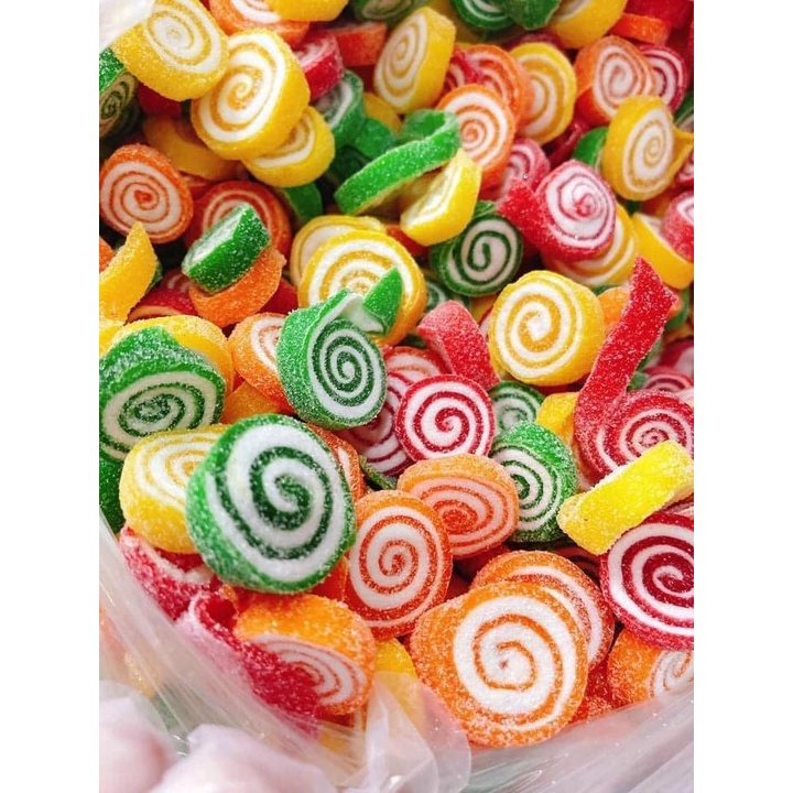 Kẹo dẻo xoắn thái lan, kẹo dẻo trái cây thơm ngon 500gr