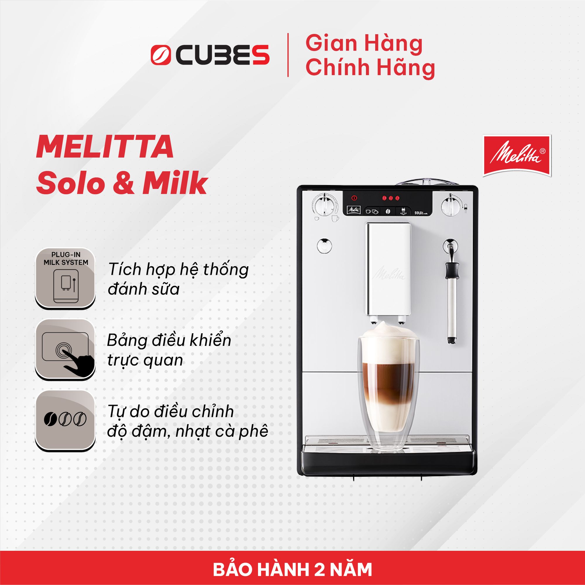 Máy pha cà phê tự động Melitta Caffeo Solo  Milk - 30-40 ly/ngày - Thương hiệu Đức - Bảo hành 24 tháng