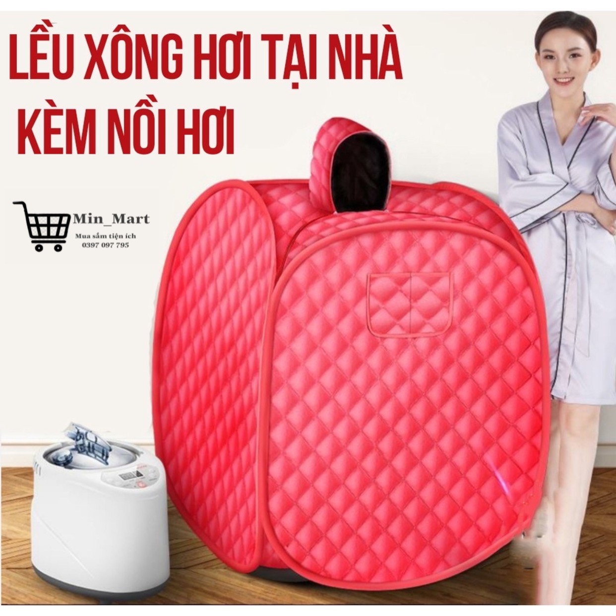 Lều Xông Hơi Tặng Kèm Nồi Hơi Cao Cấp Giảm Cân Sau Sinh Hiệu Quả, Dung Tích 2,5L, Lều Xông Tự Bung Tiện Ích, Thiết Kế Nhỏ Gọn, Dễ Dàng Sử Dụng