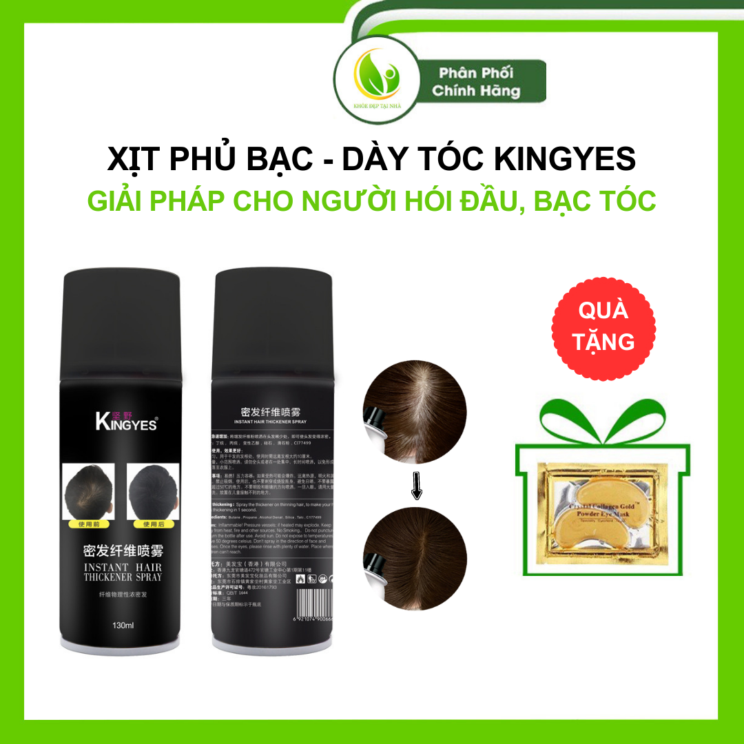 Xịt phủ bạc dày tóc Kingyes - giúp tóc bạc thành tóc đen, tóc thưa thành tóc dày an toàn và hiệu quả nhanh chóng