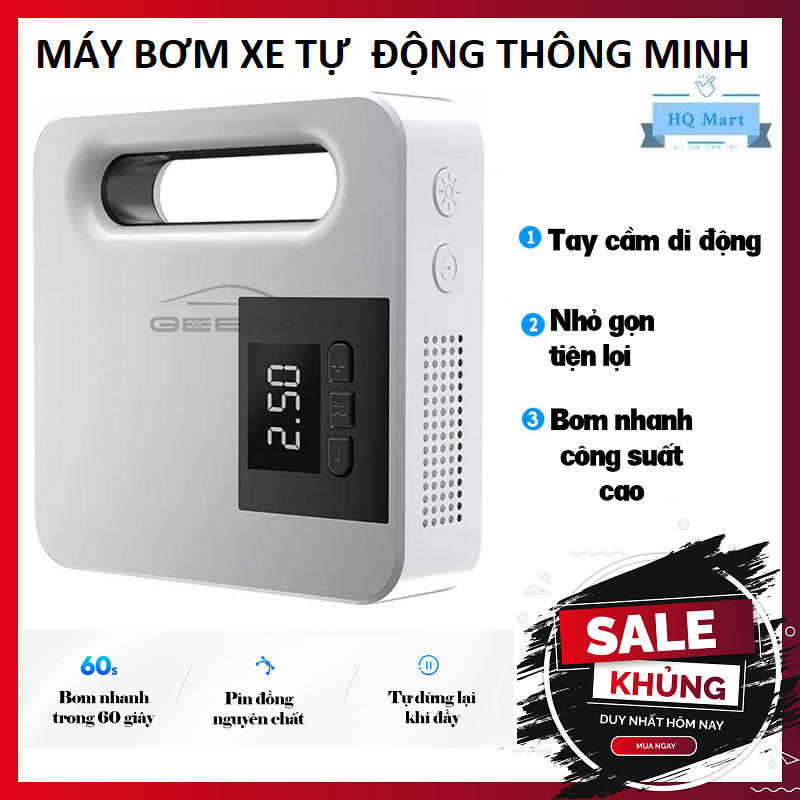 Bơm xe o tô, bơm xe hơi tự động fast 60s, máy bơm lốp xe ô tô thông minh tự động ngắt khi bơm đầy - bảo hành 12 tháng