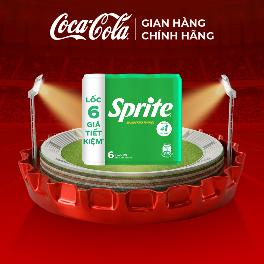 [SIÊU SALE ] Lốc 6 Lon Nước Ngọt Giải Khát Có Gas Sprite Hương Chanh 320ml/Lon Sale 25.4 Coca-Cola Chính Hãng_LD