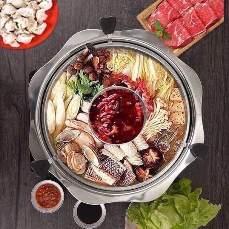 NỒI LẨU XOAY INOX 2IN1 TIỆN LỢI