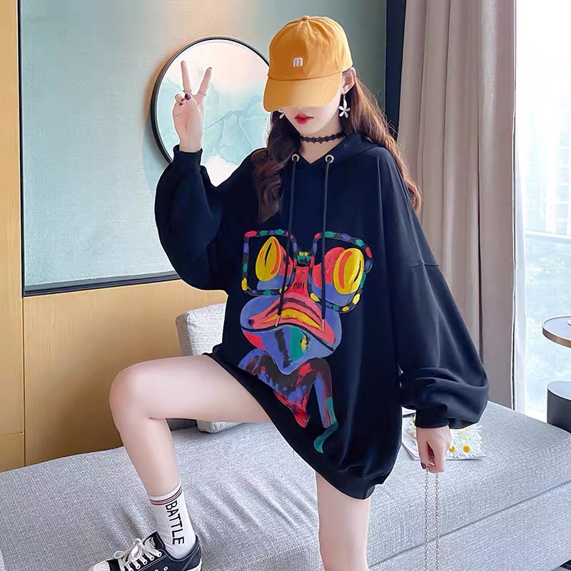 [HCM]ÁO KHOÁC HOODIE PHỐI HÌNH ẾCH NHIỀU MÀU CỰC XINH CÙNG TAY PHỒNG ĐÁNG YÊU