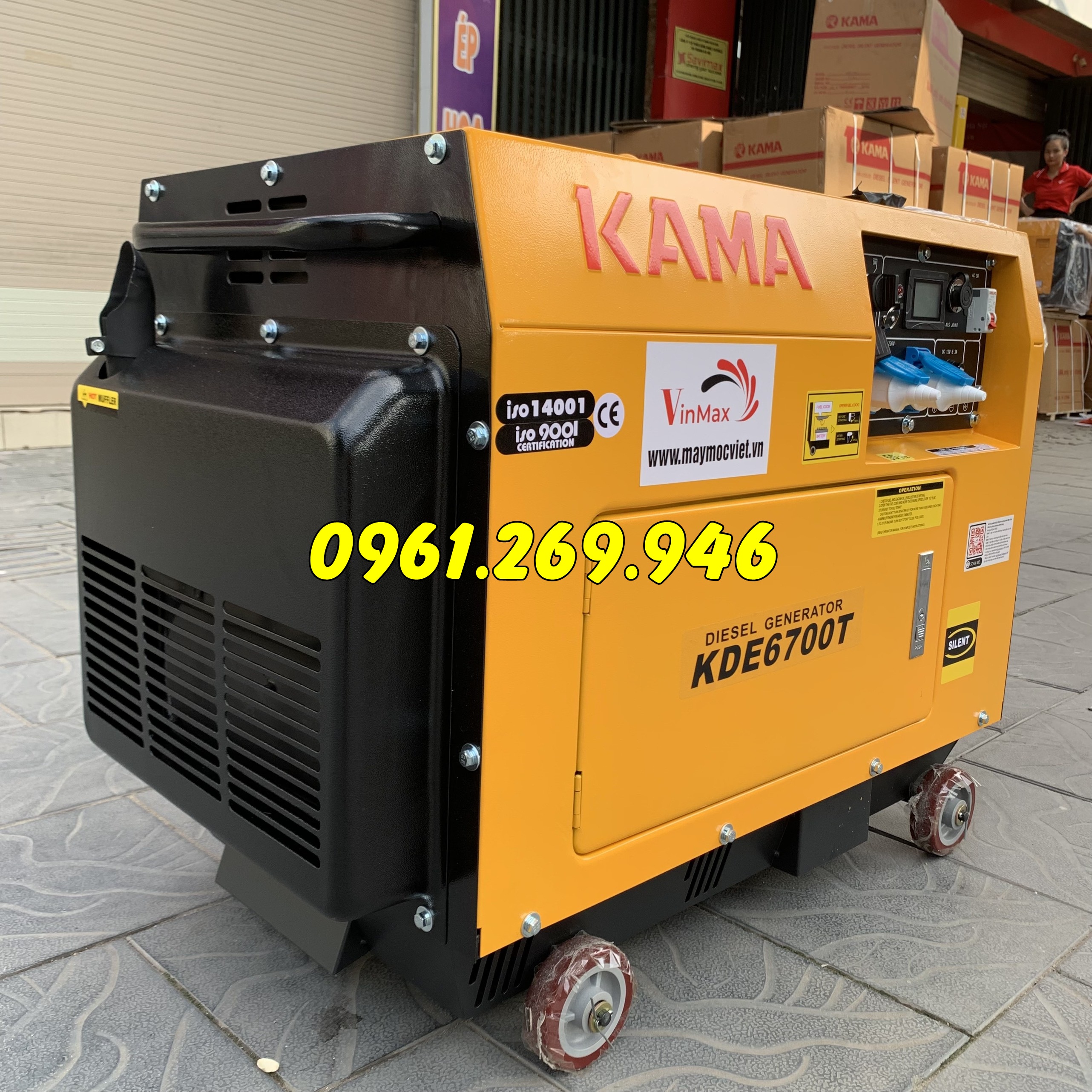 Máy phát điện 5kw chạy dầu Kama 6700T chạy 2 điều hòa