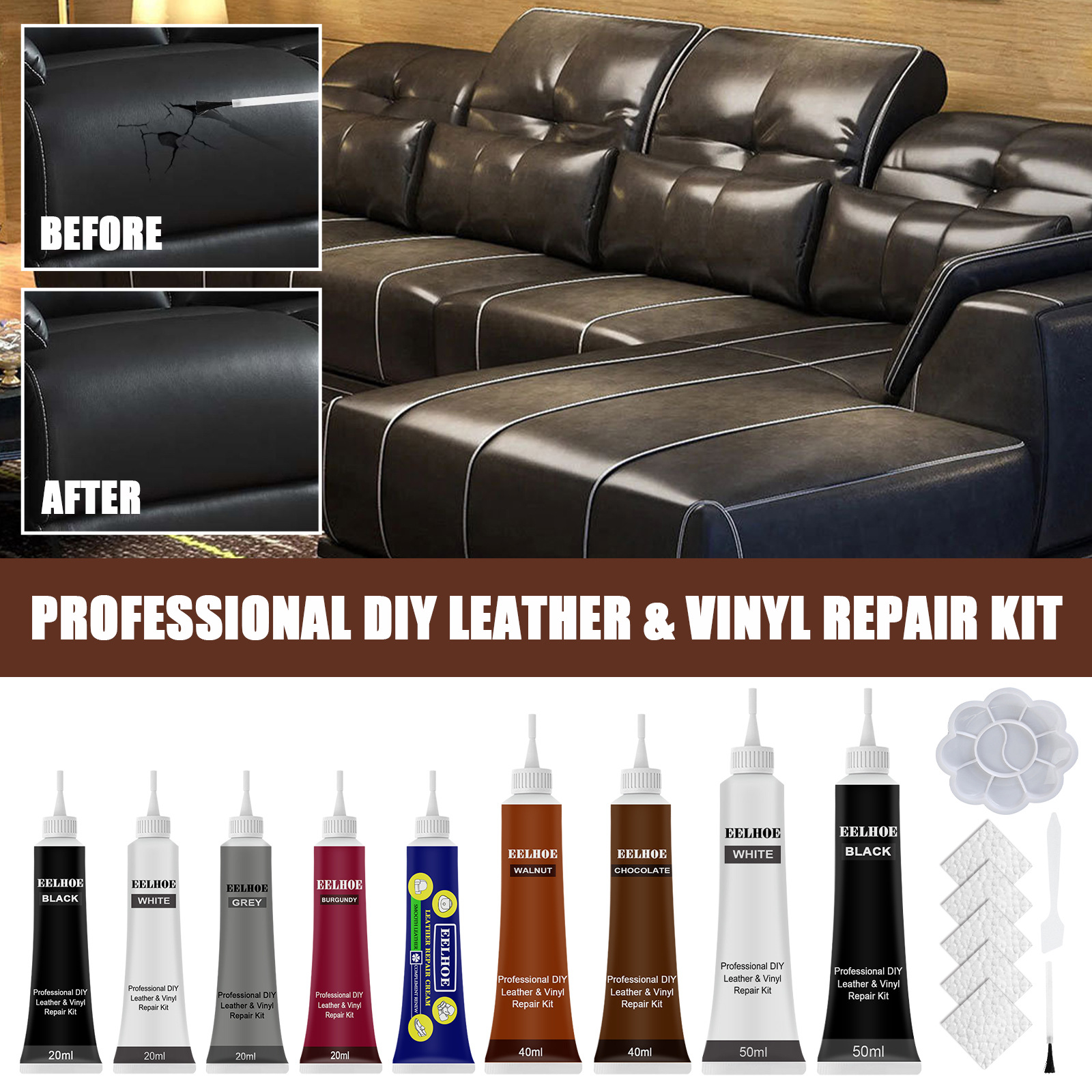 EELHOE Car Leather Color Repair Cream Leather Bag Leather Shoes Leather Sofa Leather Color Repair Cream Color Changing Agent