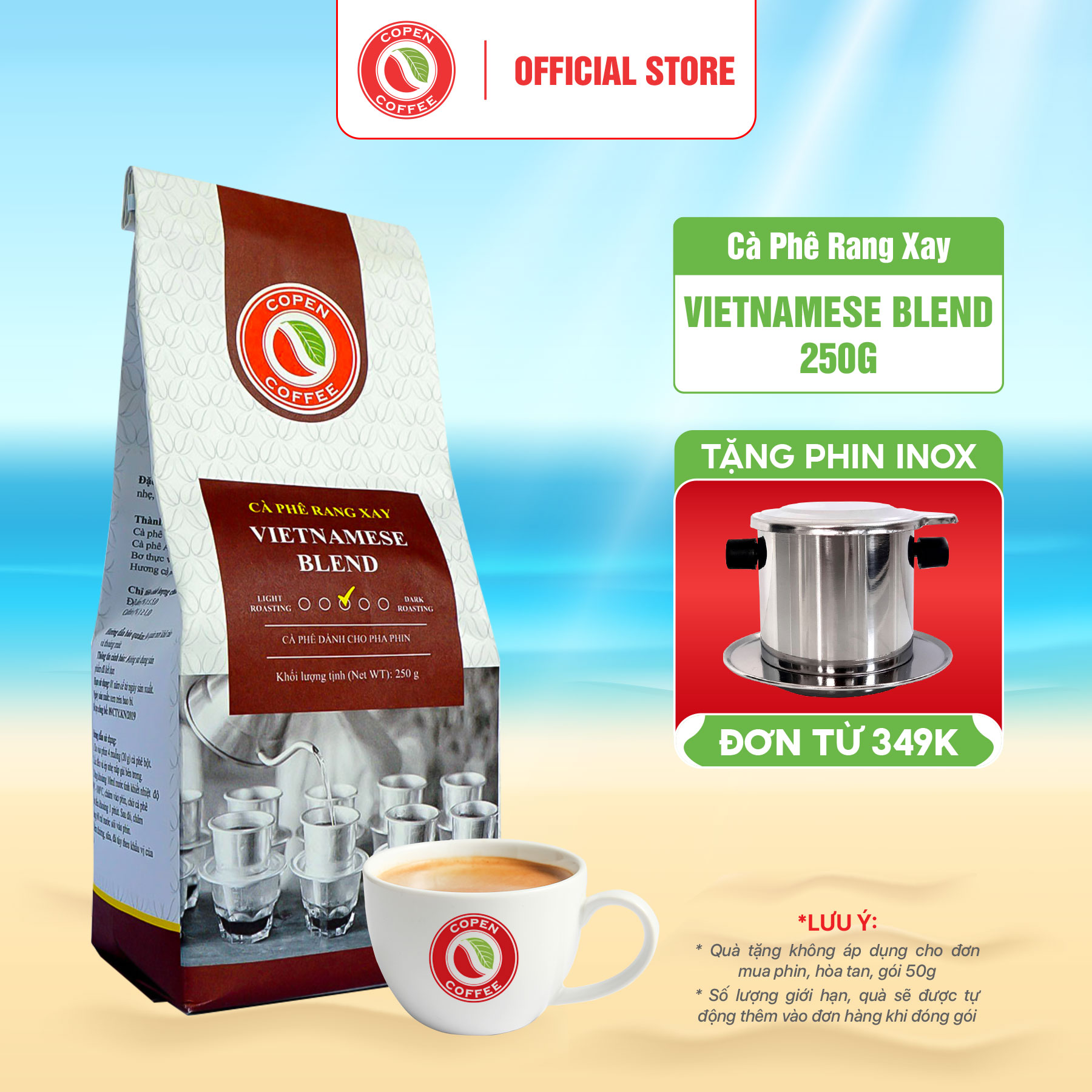 Cà phê bột pha phin blend Robusta & Arabica - Vietnamese Blend Copen Coffee Gói 250G - gu truyền thống vị đắng vừa